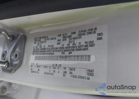 2015 Ford Escape Titanium from USA, damaged, VIN 1FMCU0J93FUC60002